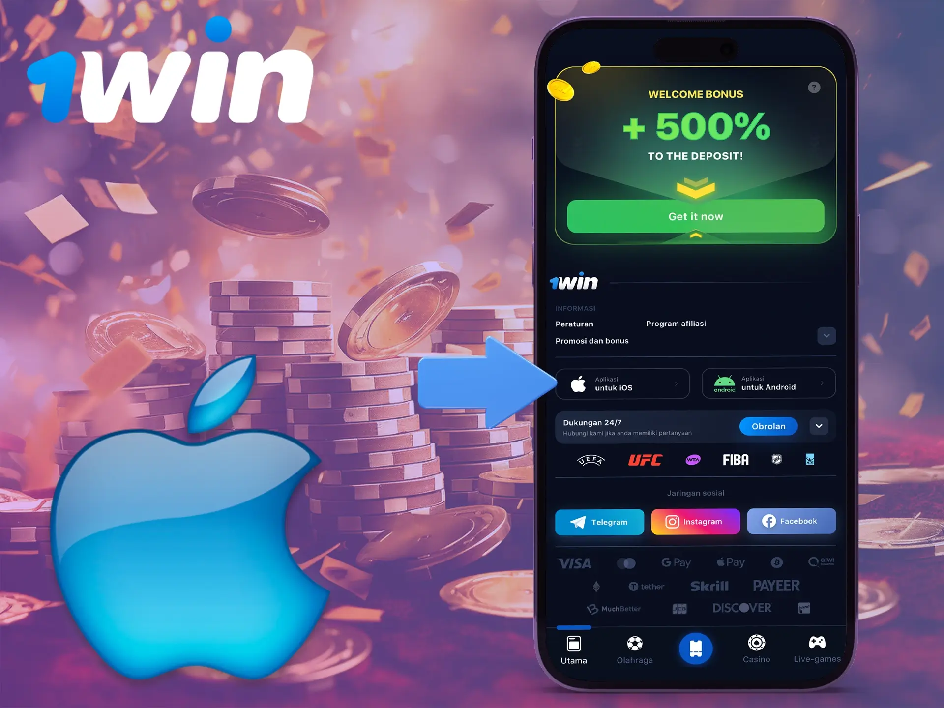 Aplikasi 1Win untuk perangkat iOS memiliki kinerja yang sangat baik dan kecepatan tinggi.