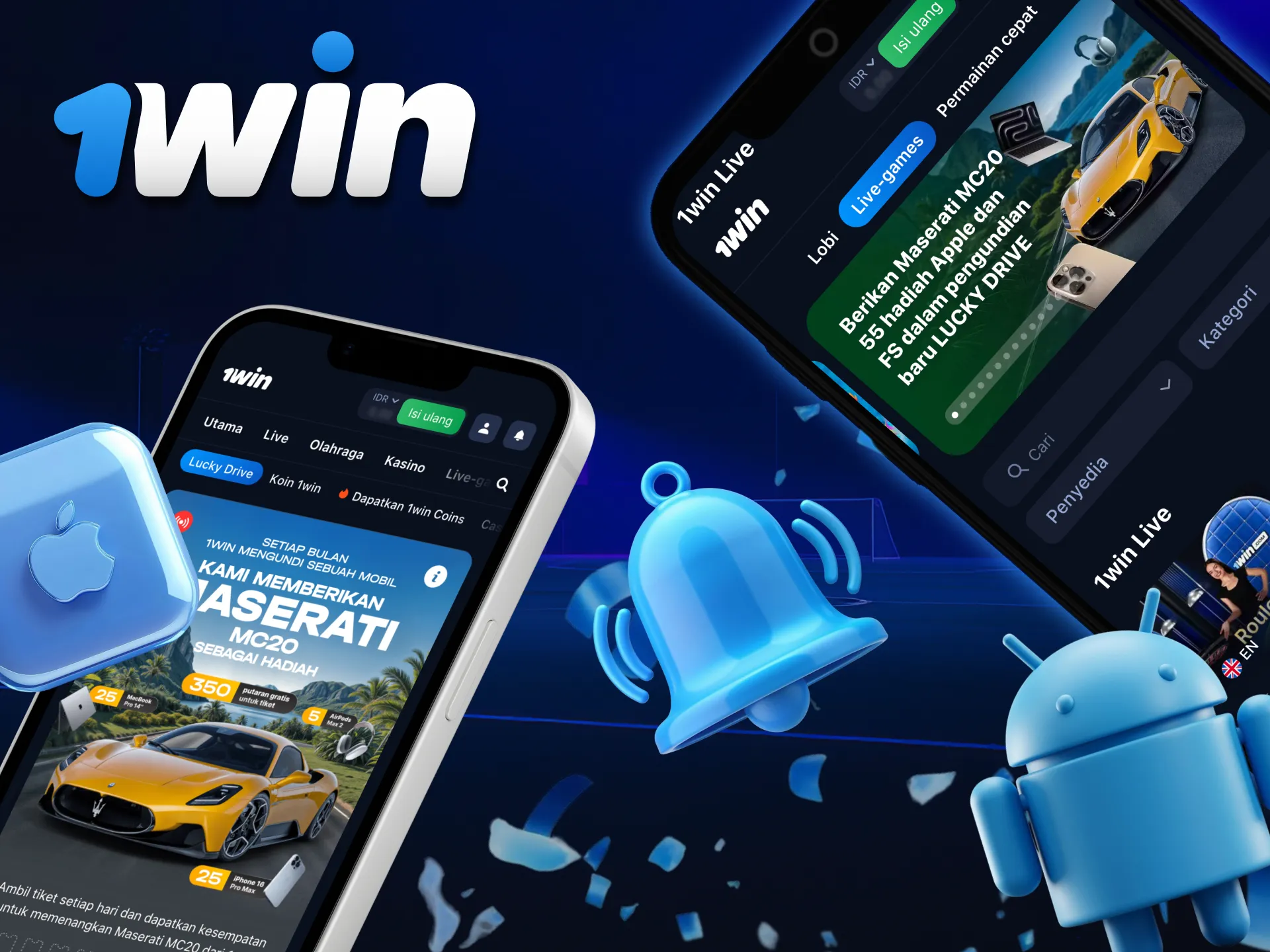 1Win mobile responsif dan cepat di Android & iOS.